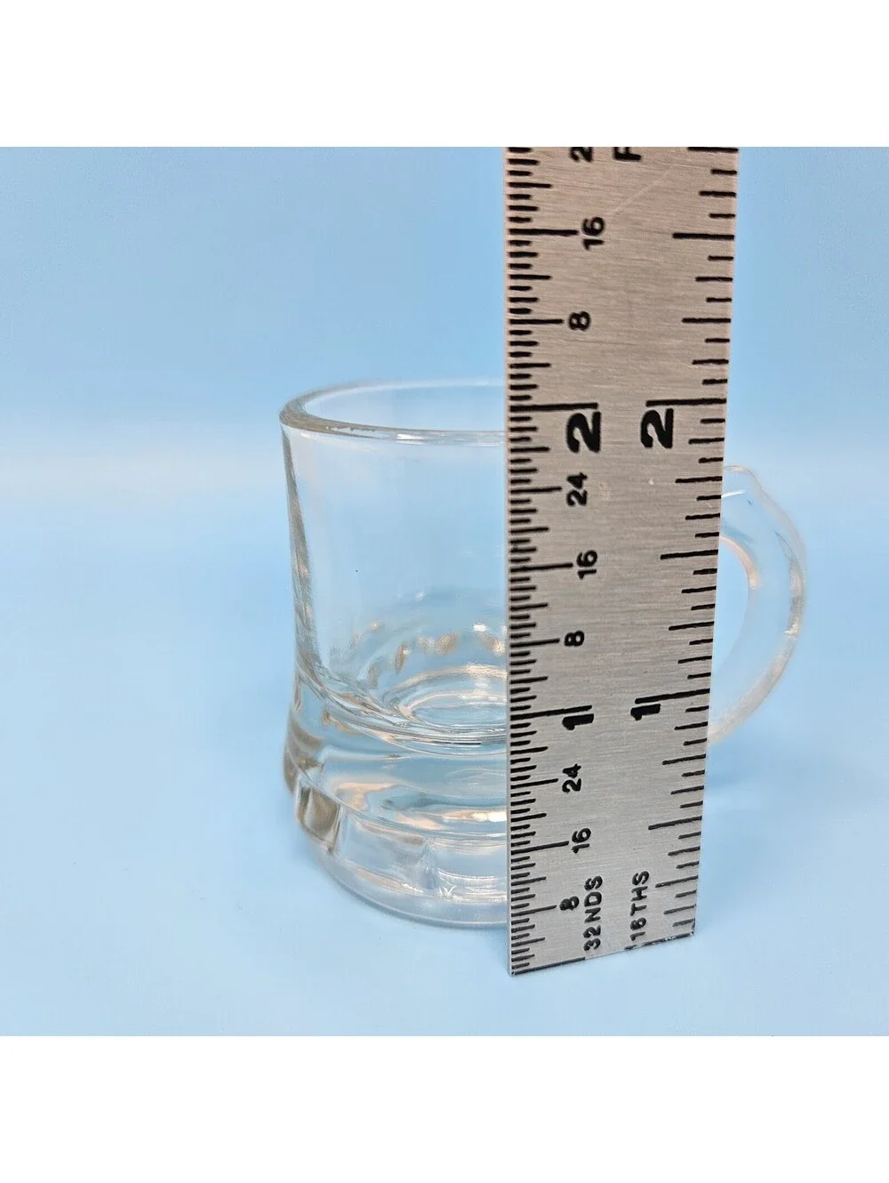 Set Of 2 Vintage Mini Beer Mug Shape Shot Glasses, Federal Clear Glass